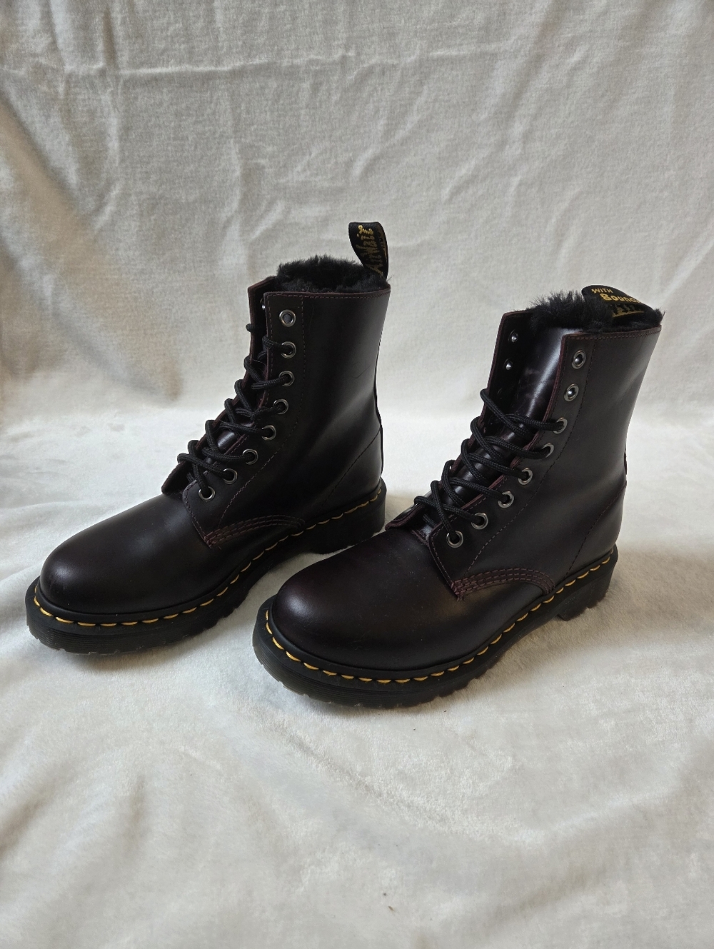 Dr Martens Serena Fur Lined Boots - Dark Burgundy - Womens 7
